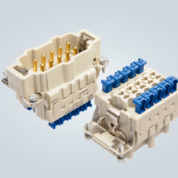Han® ES Press HMC connector combines rapid termination technique with high mating cycle capability for frequent insertion and removal